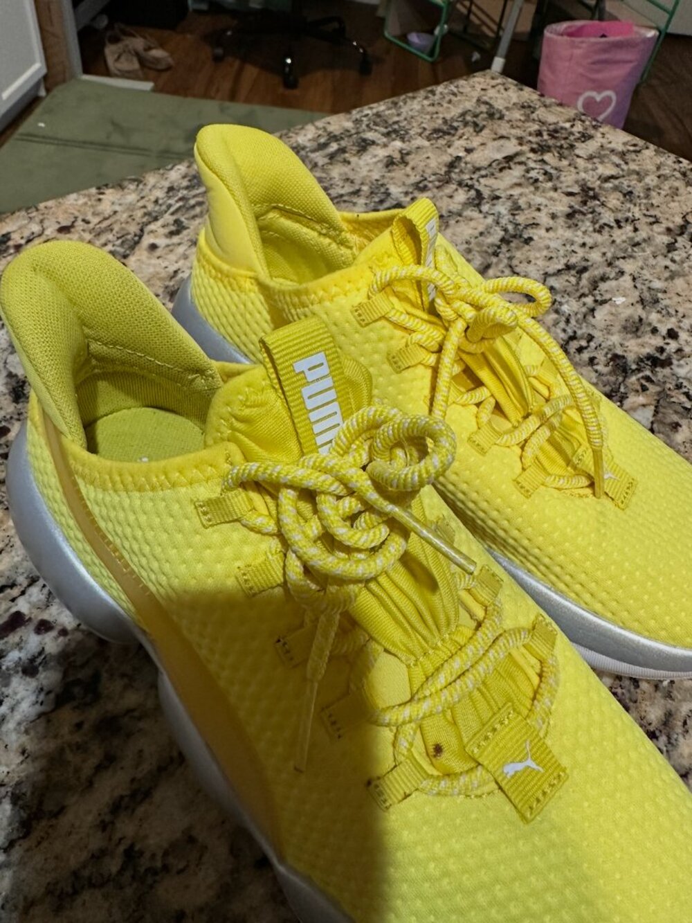 PUMA Yellow Knit Sneakers Women's Size 5.5 Athletic Shoes